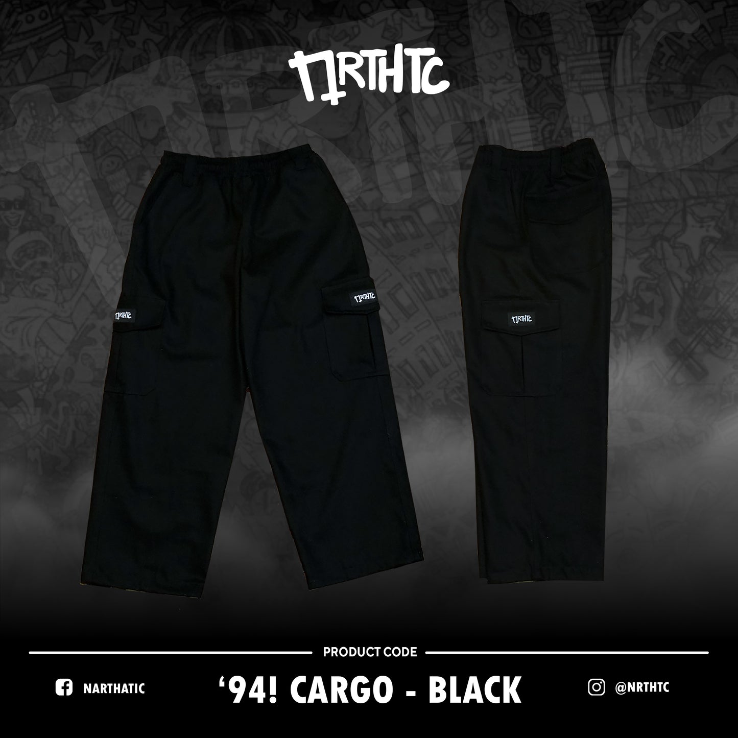 CARGO PANTS - GARTER - BLACK