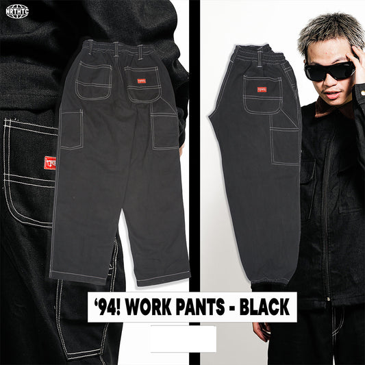 WORK PANTS - BLACK -GARTERIZE